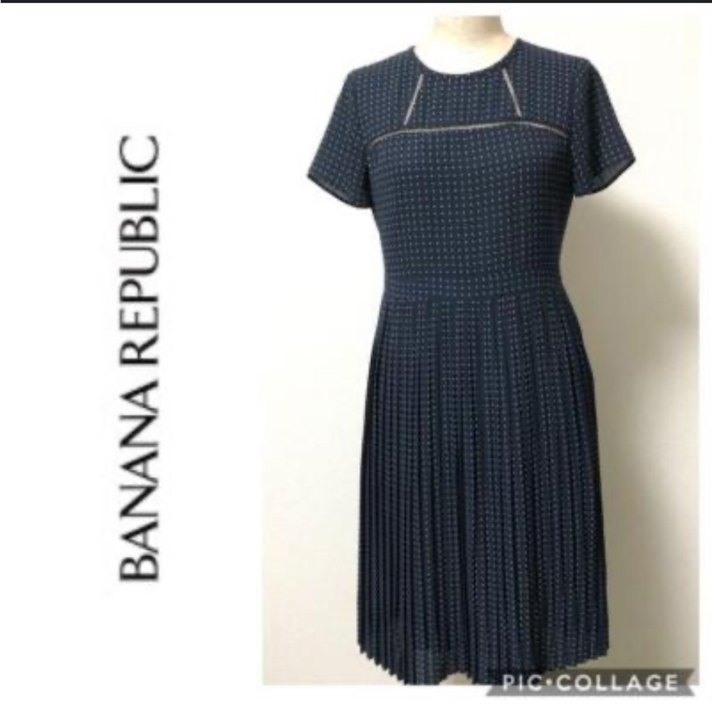 Banana Republic Dotted Navy Midi Dress